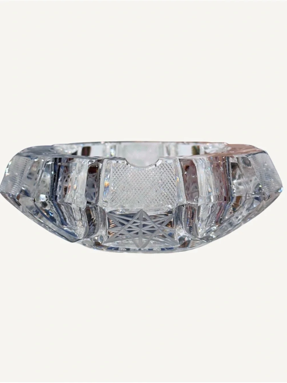 American Brilliant Glass Hobstar Sunburst 6.5” Ashtray Catchall Dish - Picture 3 of 5